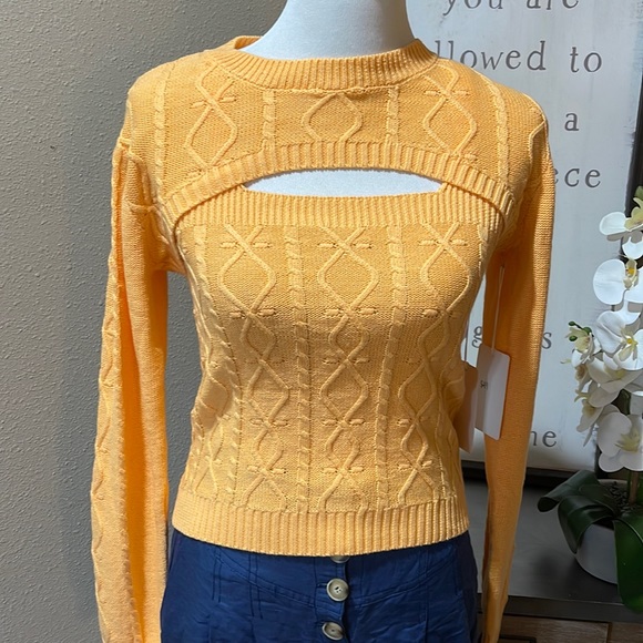 Chic Orange Cable Knit Sweater / tank set - Picture 1 of 11